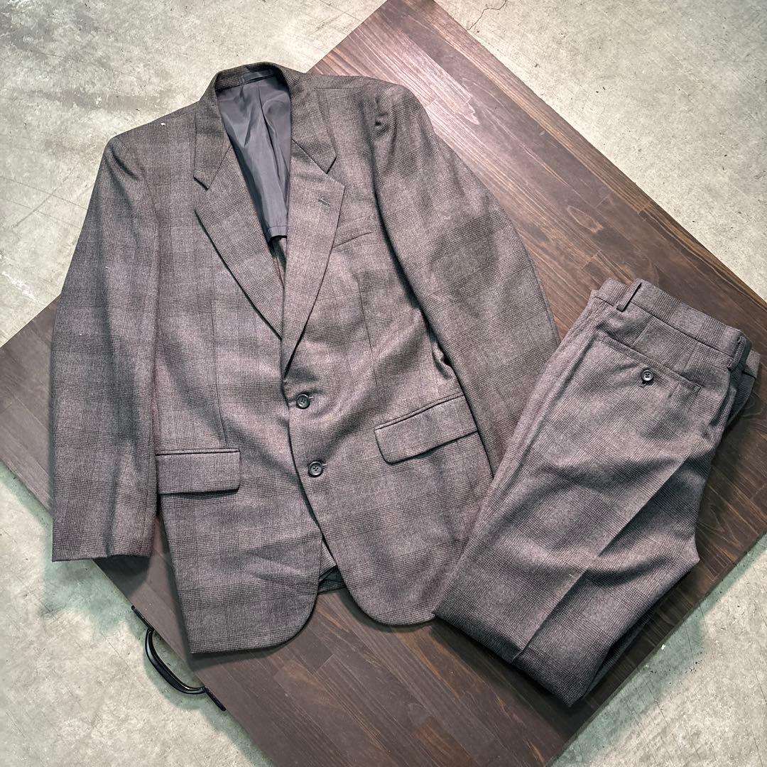 7AS10 Setup suit, tailored jacket, top and bottom set, plaid vintage clothing