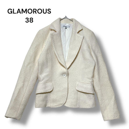 Glamorous Andy Jacket 38 Cashmere Blend Slit Thread Cream Color
