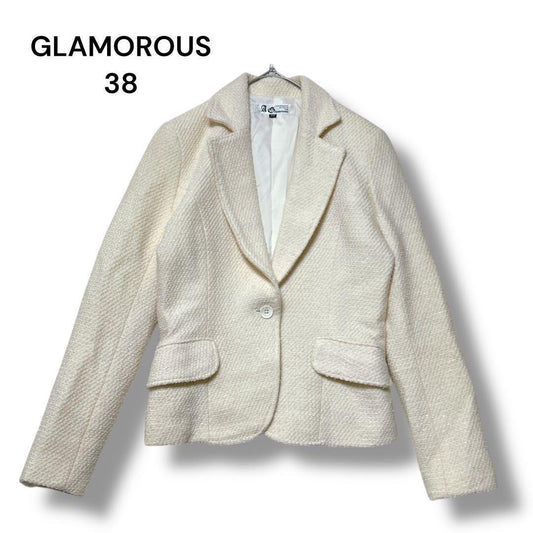 Glamorous Andy Jacket 38 Cashmere Blend Slit Thread Cream Color