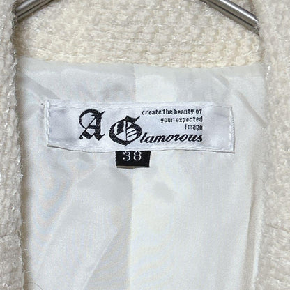 Glamorous Andy Jacket 38 Cashmere Blend Slit Thread Cream Color