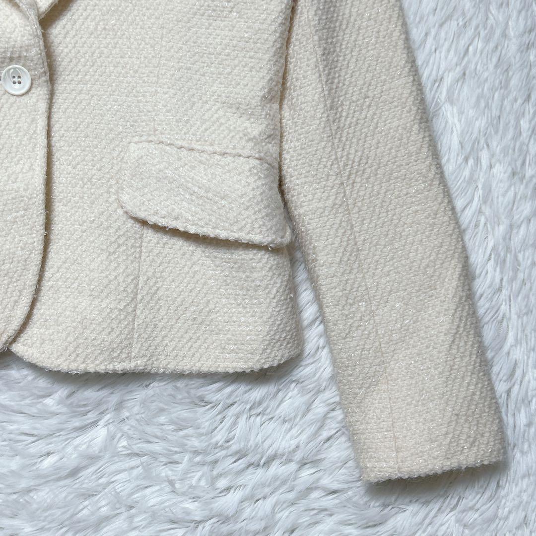 Glamorous Andy Jacket 38 Cashmere Blend Slit Thread Cream Color