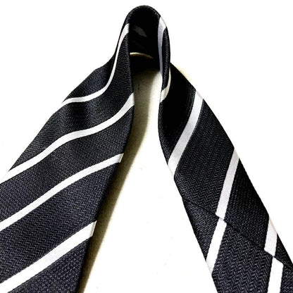 Beautiful item★Armani Thick Italian Made Striped Pattern Black Silk Necktie