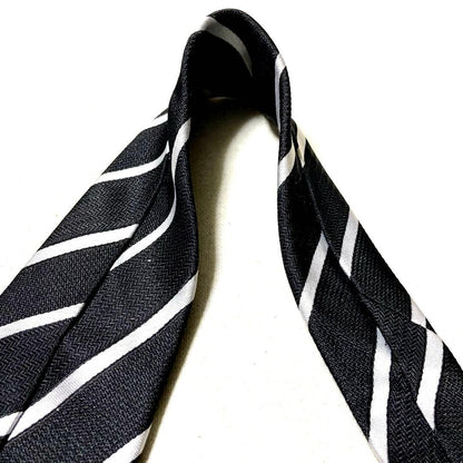 Beautiful item★Armani Thick Italian Made Striped Pattern Black Silk Necktie