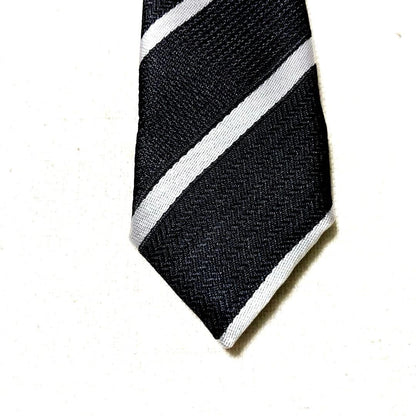 Beautiful item★Armani Thick Italian Made Striped Pattern Black Silk Necktie
