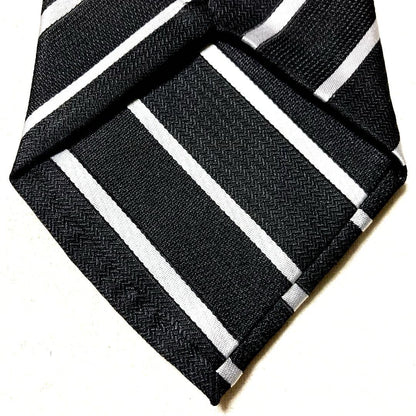 Beautiful item★Armani Thick Italian Made Striped Pattern Black Silk Necktie