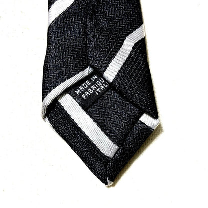 Beautiful item★Armani Thick Italian Made Striped Pattern Black Silk Necktie