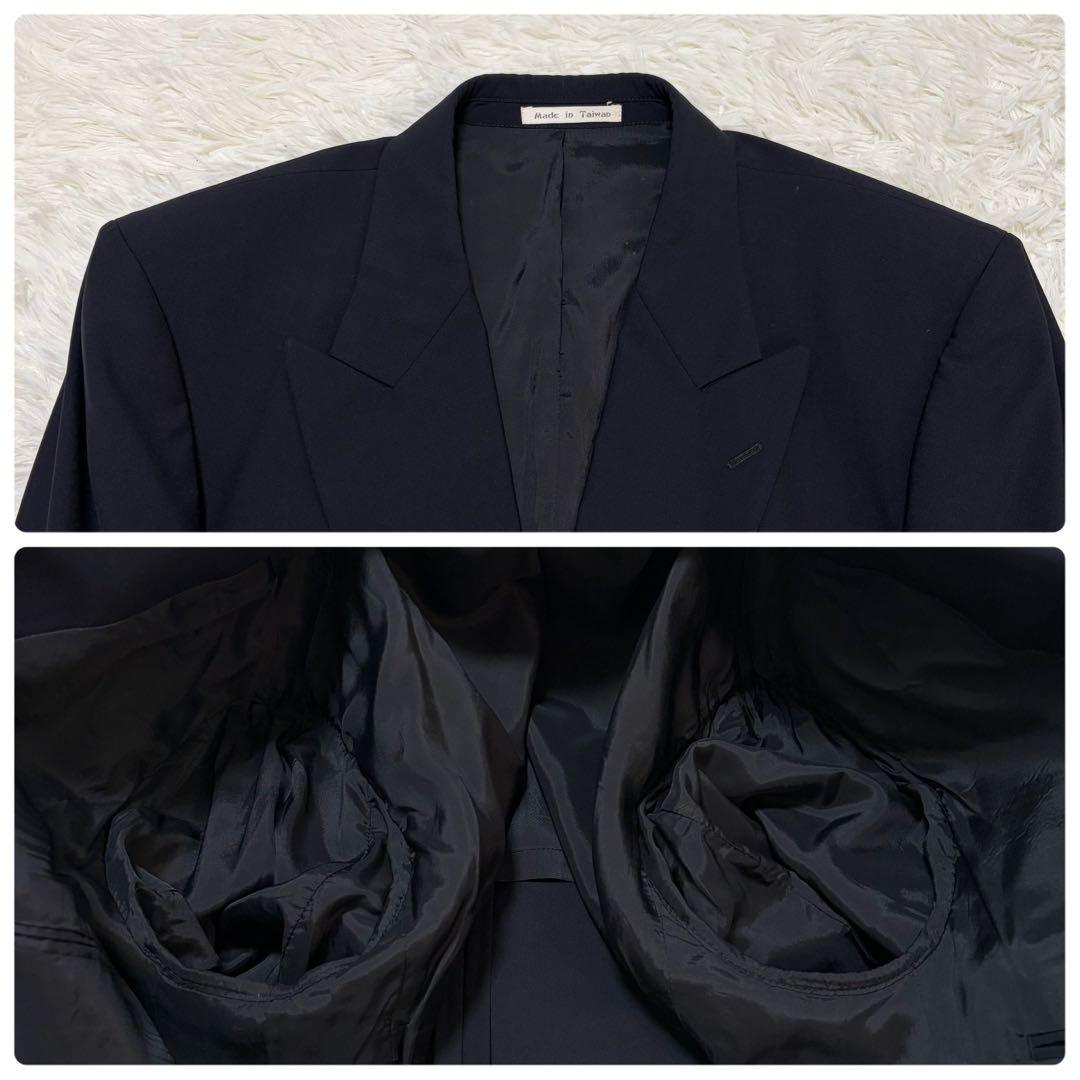 [Luxurious 4-piece set] Burberry's tie, navy blue, double set, gold buttons