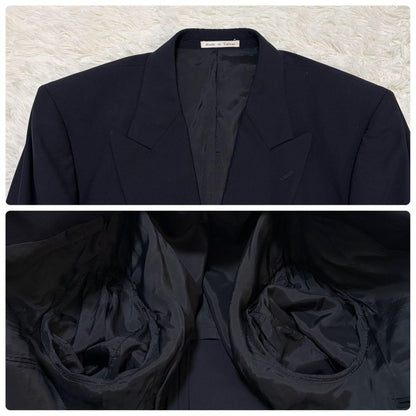 [Luxurious 4-piece set] Burberry's tie, navy blue, double set, gold buttons
