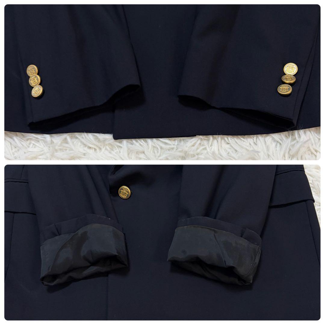 [Luxurious 4-piece set] Burberry's tie, navy blue, double set, gold buttons