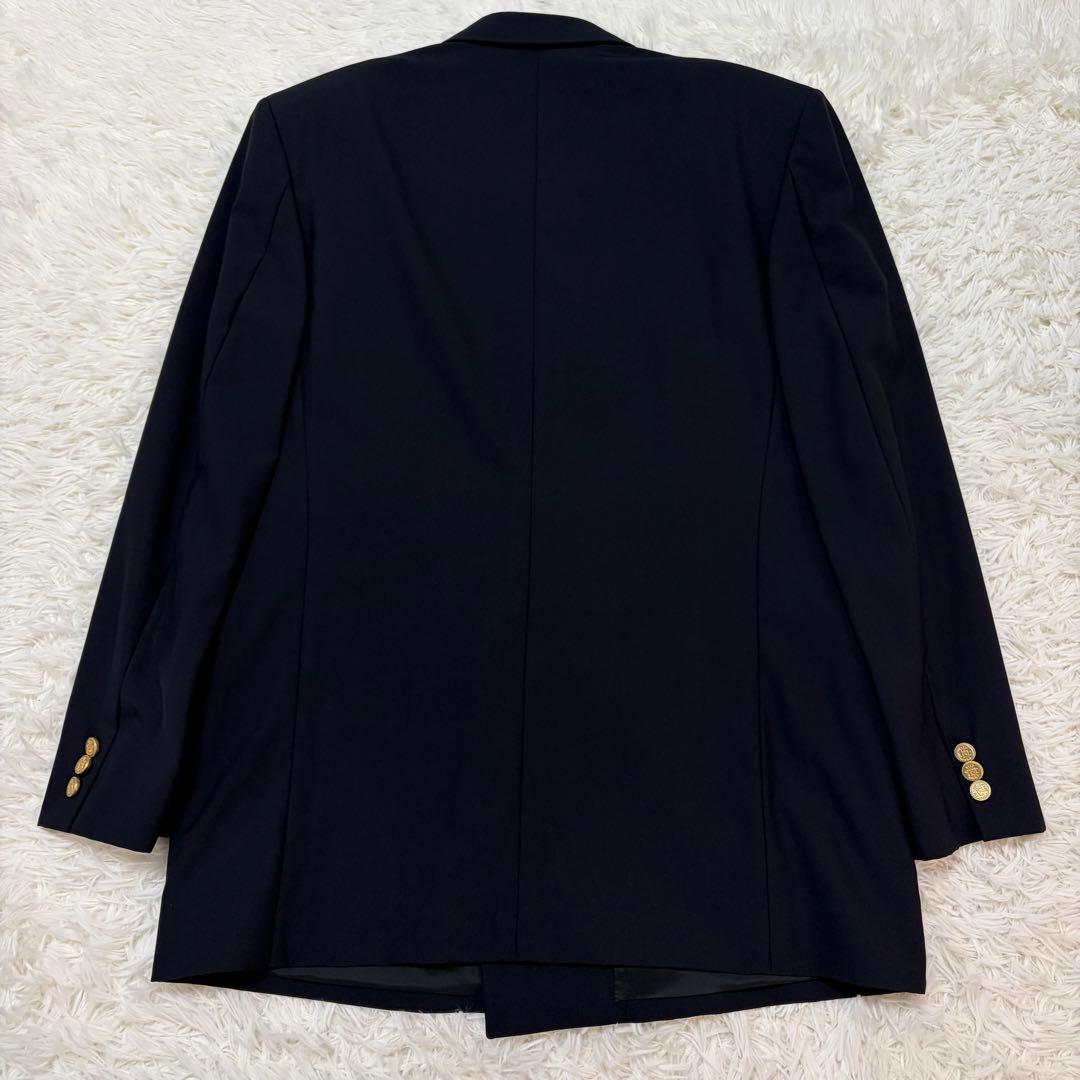 [Luxurious 4-piece set] Burberry's tie, navy blue, double set, gold buttons