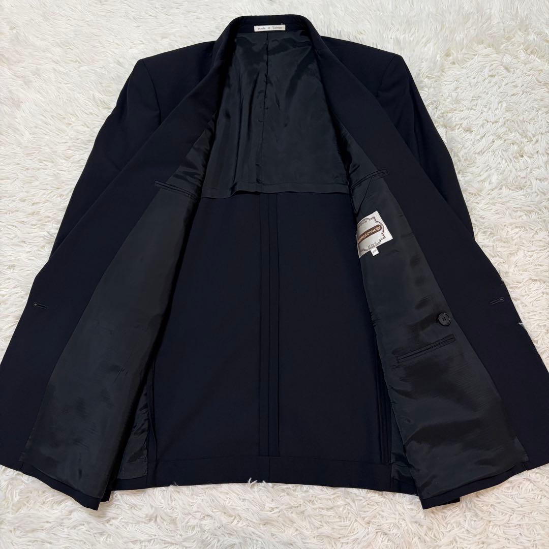 [Luxurious 4-piece set] Burberry's tie, navy blue, double set, gold buttons
