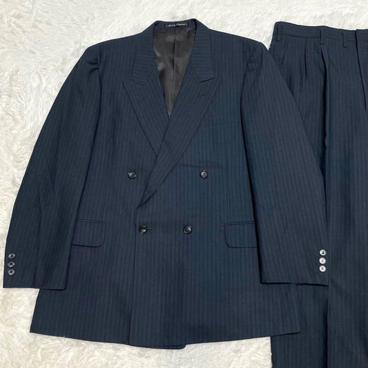 Dormeuil Double Suit Setup 90s British Fabric Mohair Blend Striped