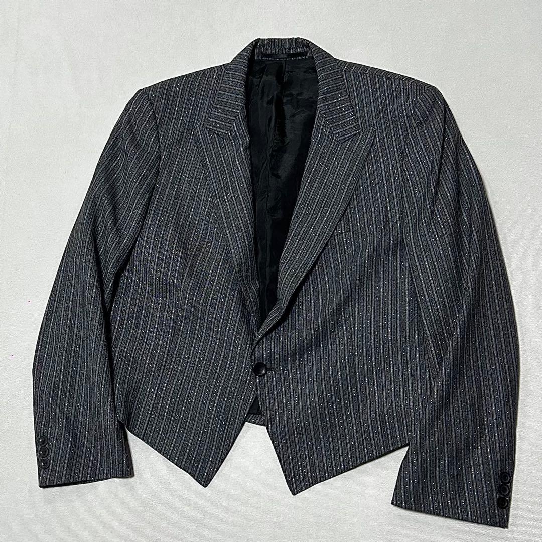 90s West Germany Striped Power Shoulder Tailored Jacket Short Length