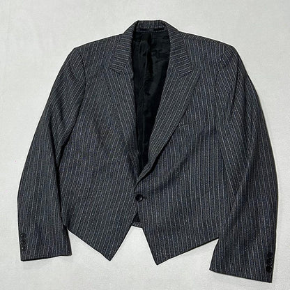 90s West Germany Striped Power Shoulder Tailored Jacket Short Length