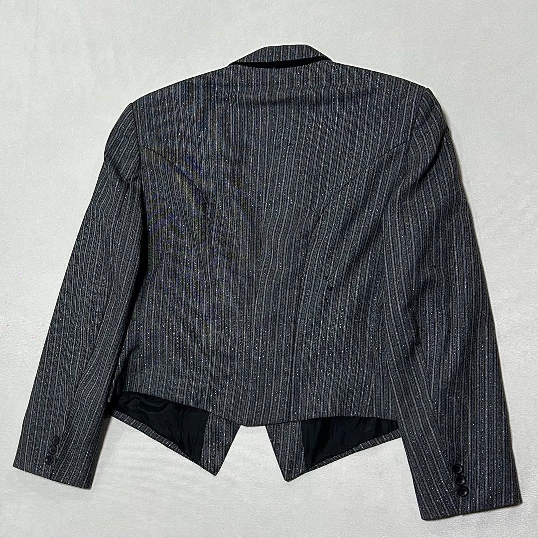90s West Germany Striped Power Shoulder Tailored Jacket Short Length