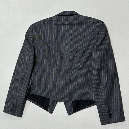 90s West Germany Striped Power Shoulder Tailored Jacket Short Length