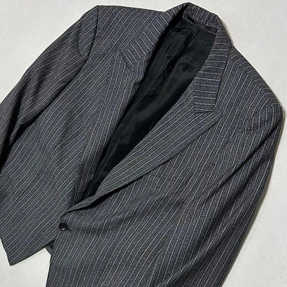 90s West Germany Striped Power Shoulder Tailored Jacket Short Length