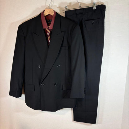Vintage Sanyo Shokai Double Setup Black Wool Retro 90s