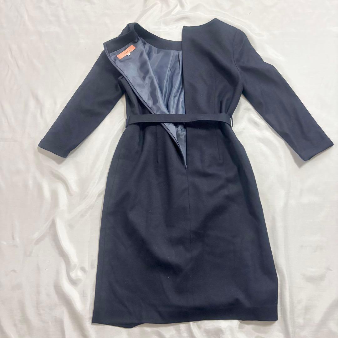 Suna Luna⭐ [Washable] One-piece dress with belt, formal three-quarter sleeves, M size