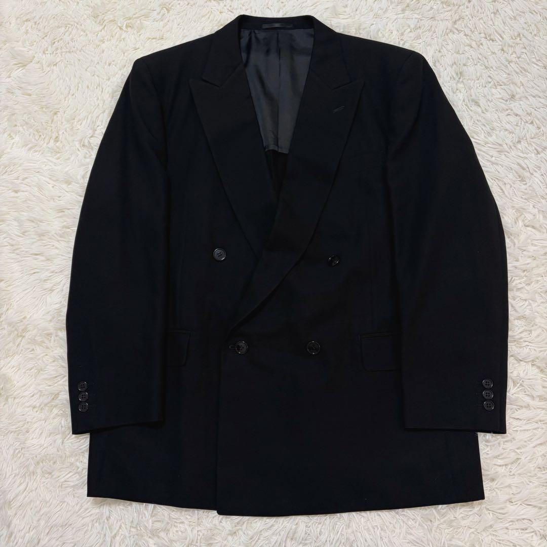[vintage] Double-breasted black setup suit adjuster XL