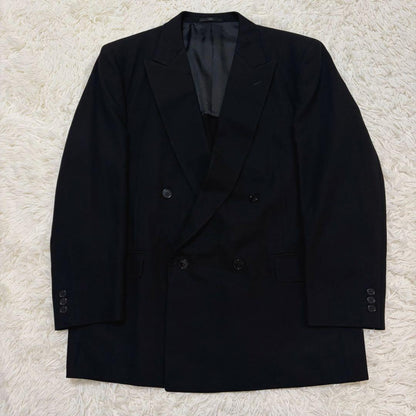 [vintage] Double-breasted black setup suit adjuster XL