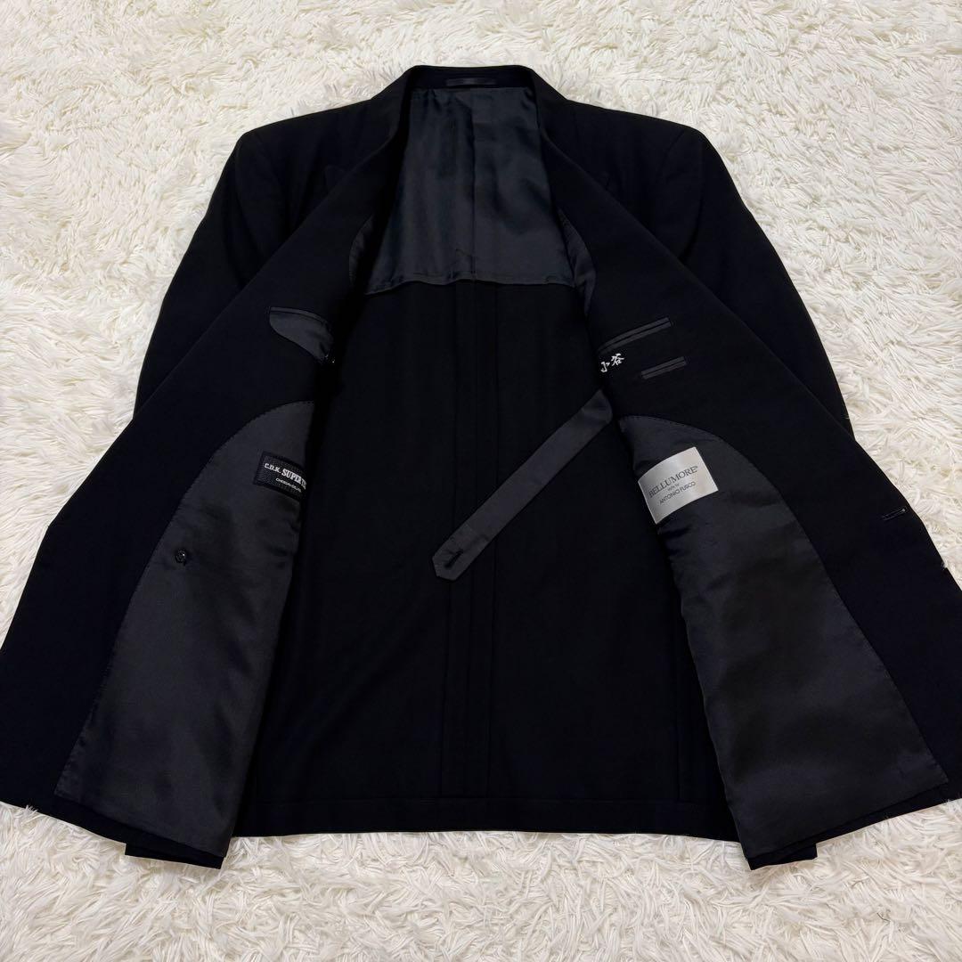 [vintage] Double-breasted black setup suit adjuster XL