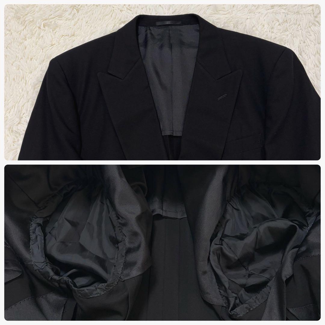 [vintage] Double-breasted black setup suit adjuster XL