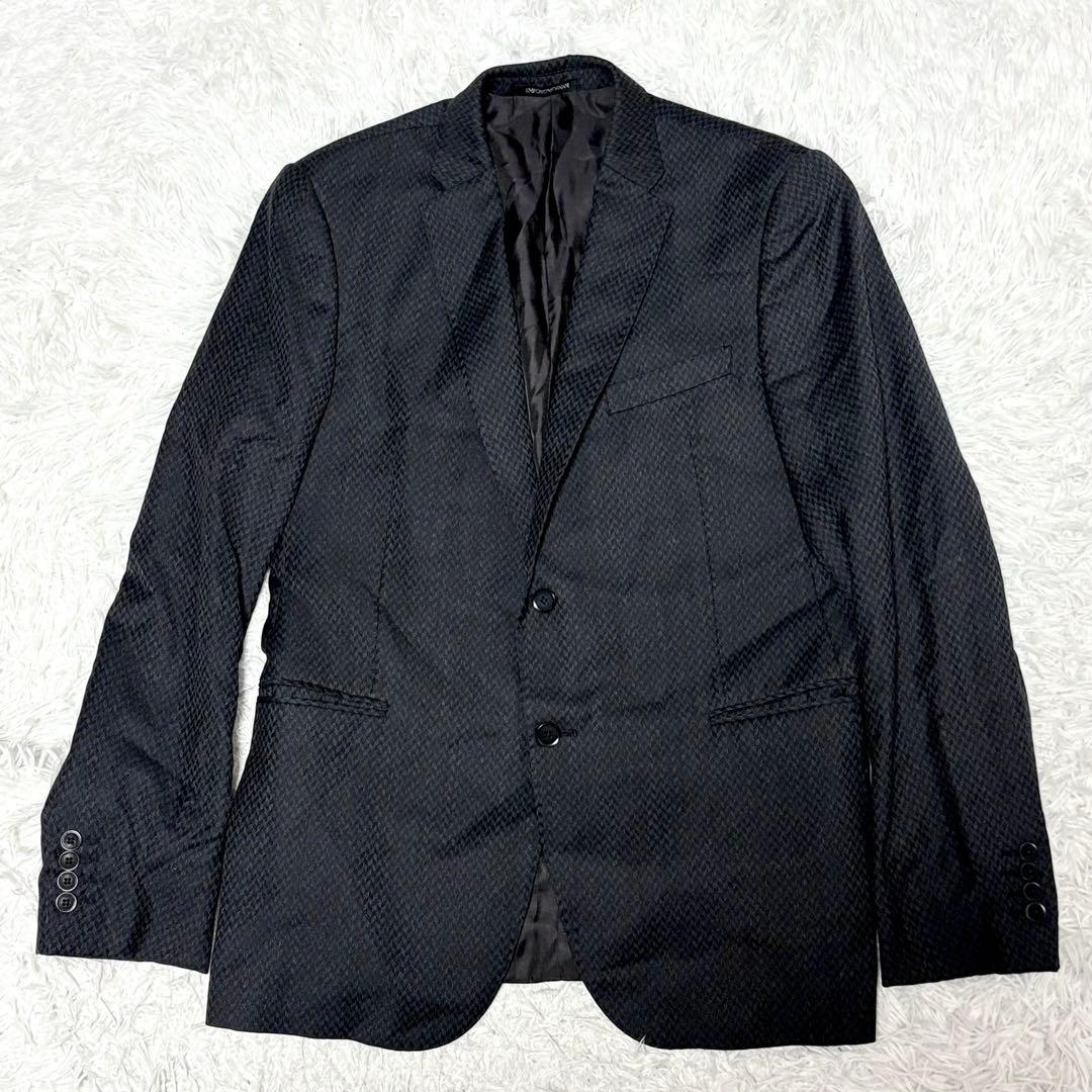 [Extremely Good Condition] Emporio Armani M Line Tailored Jacket Black All Over Pattern L