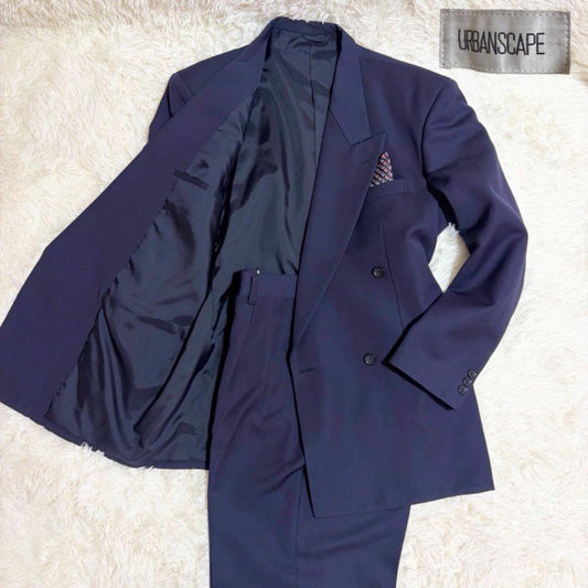 URBANSCAPE Double Breasted Setup Suit Double Suit Navy Blue Hair
