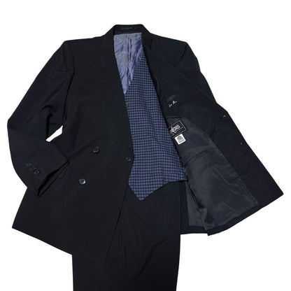 3 Piece Double Suit Setup Black Formal Casual Black S