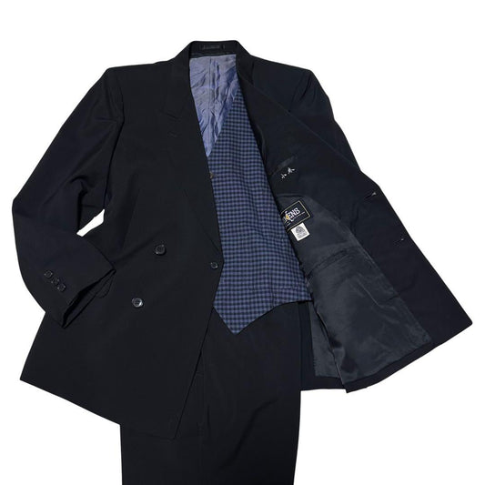 3 Piece Double Suit Setup Black Formal Casual Black S