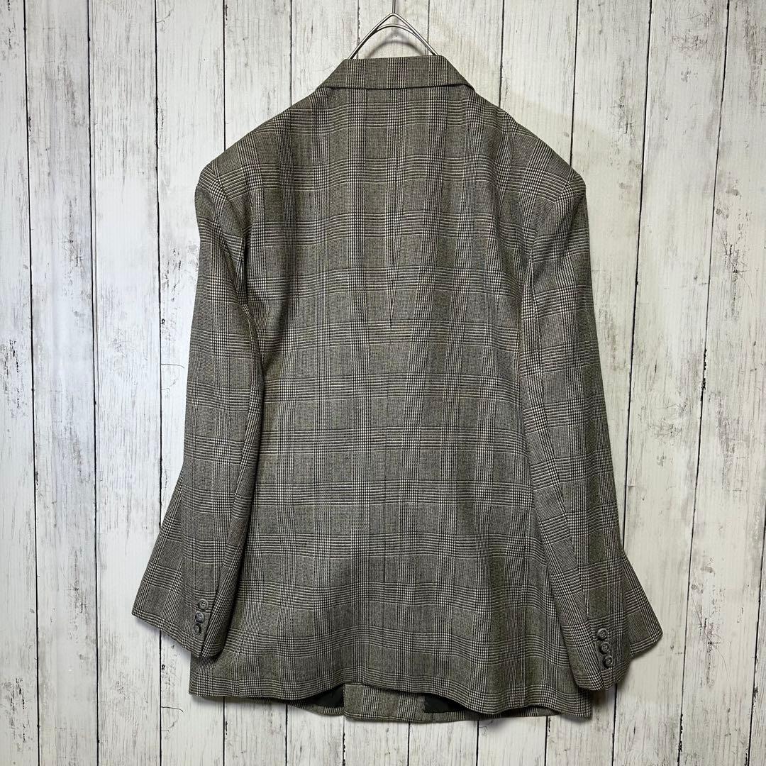 [Vintage ☆ Suit ☆ Setup] Double breasted ☆ Glen check ☆ 2 tuck L