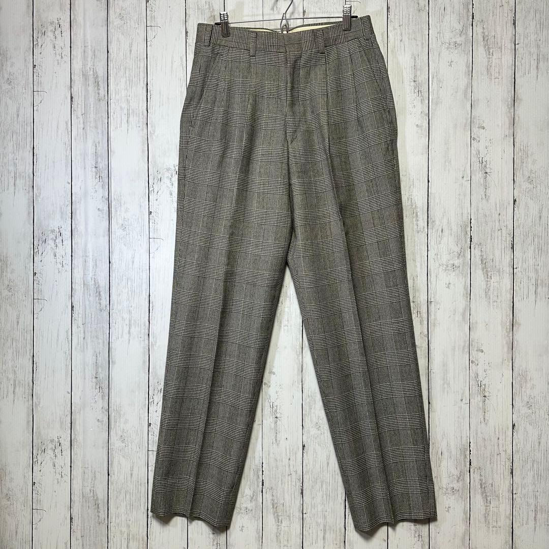 [Vintage ☆ Suit ☆ Setup] Double breasted ☆ Glen check ☆ 2 tuck L