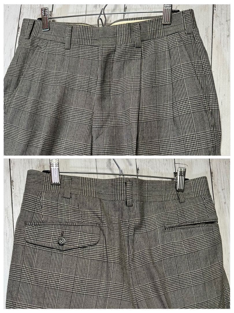 [Vintage ☆ Suit ☆ Setup] Double breasted ☆ Glen check ☆ 2 tuck L