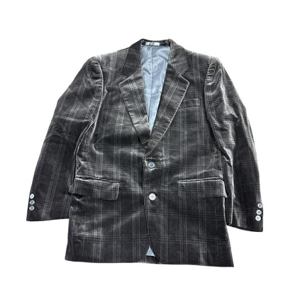 7AS10 Check pattern tailored jacket glossy dark gray vintage clothing