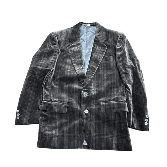 7AS10 Check pattern tailored jacket glossy dark gray vintage clothing