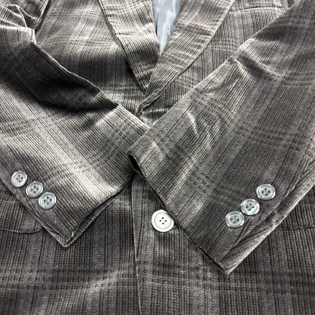 7AS10 Check pattern tailored jacket glossy dark gray vintage clothing