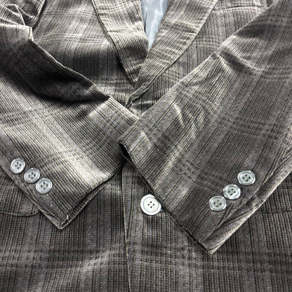 7AS10 Check pattern tailored jacket glossy dark gray vintage clothing
