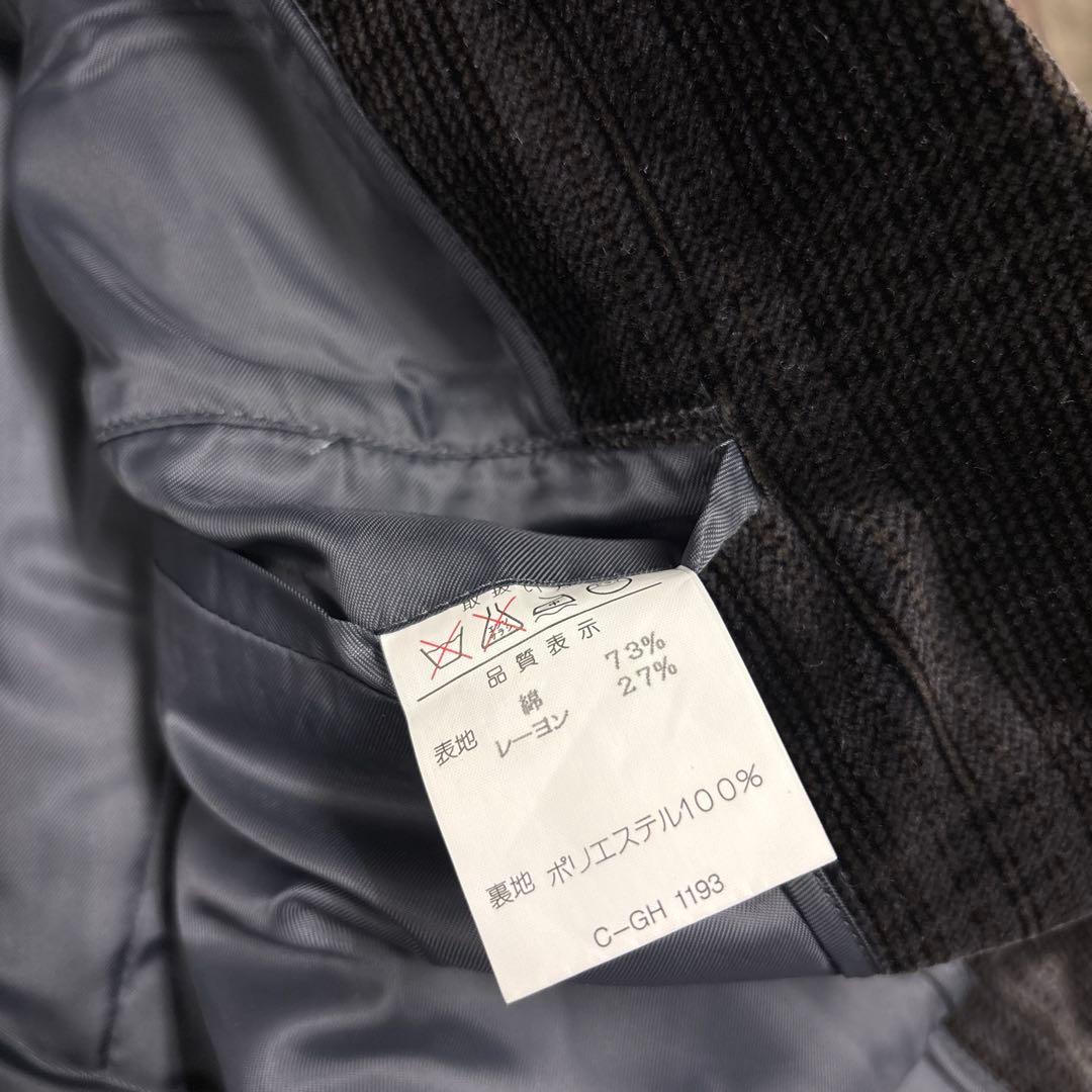 7AS10 Check pattern tailored jacket glossy dark gray vintage clothing