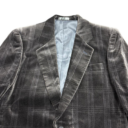 7AS10 Check pattern tailored jacket glossy dark gray vintage clothing