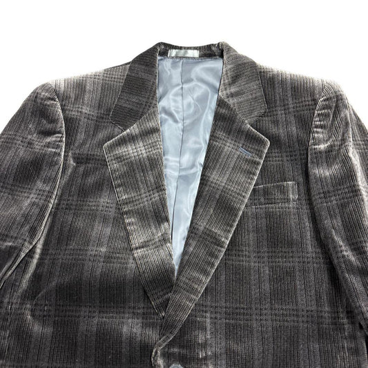 7AS10 Check pattern tailored jacket glossy dark gray vintage clothing