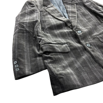 7AS10 Check pattern tailored jacket glossy dark gray vintage clothing