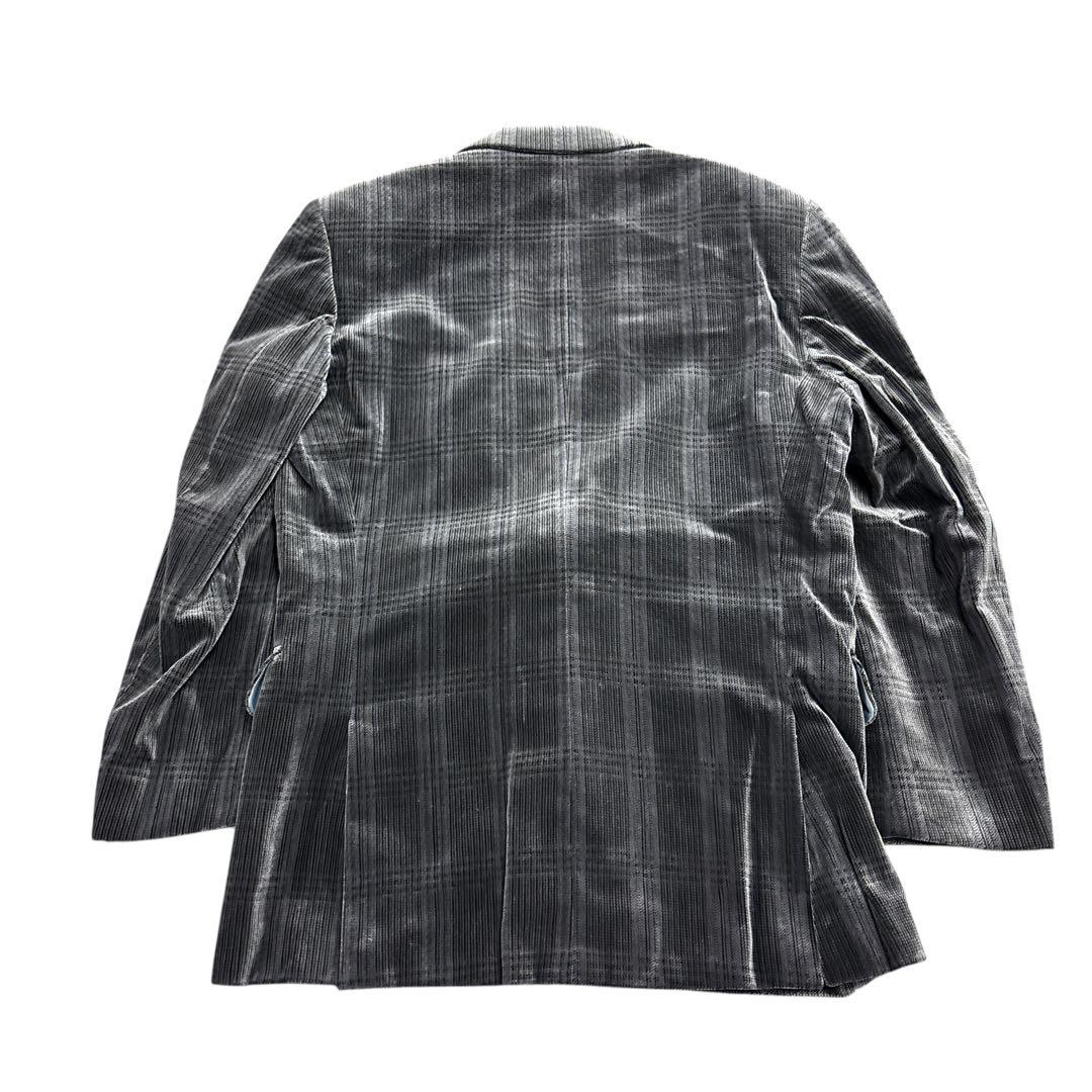 7AS10 Check pattern tailored jacket glossy dark gray vintage clothing