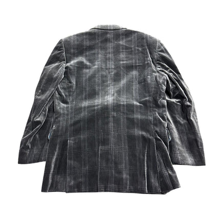 7AS10 Check pattern tailored jacket glossy dark gray vintage clothing