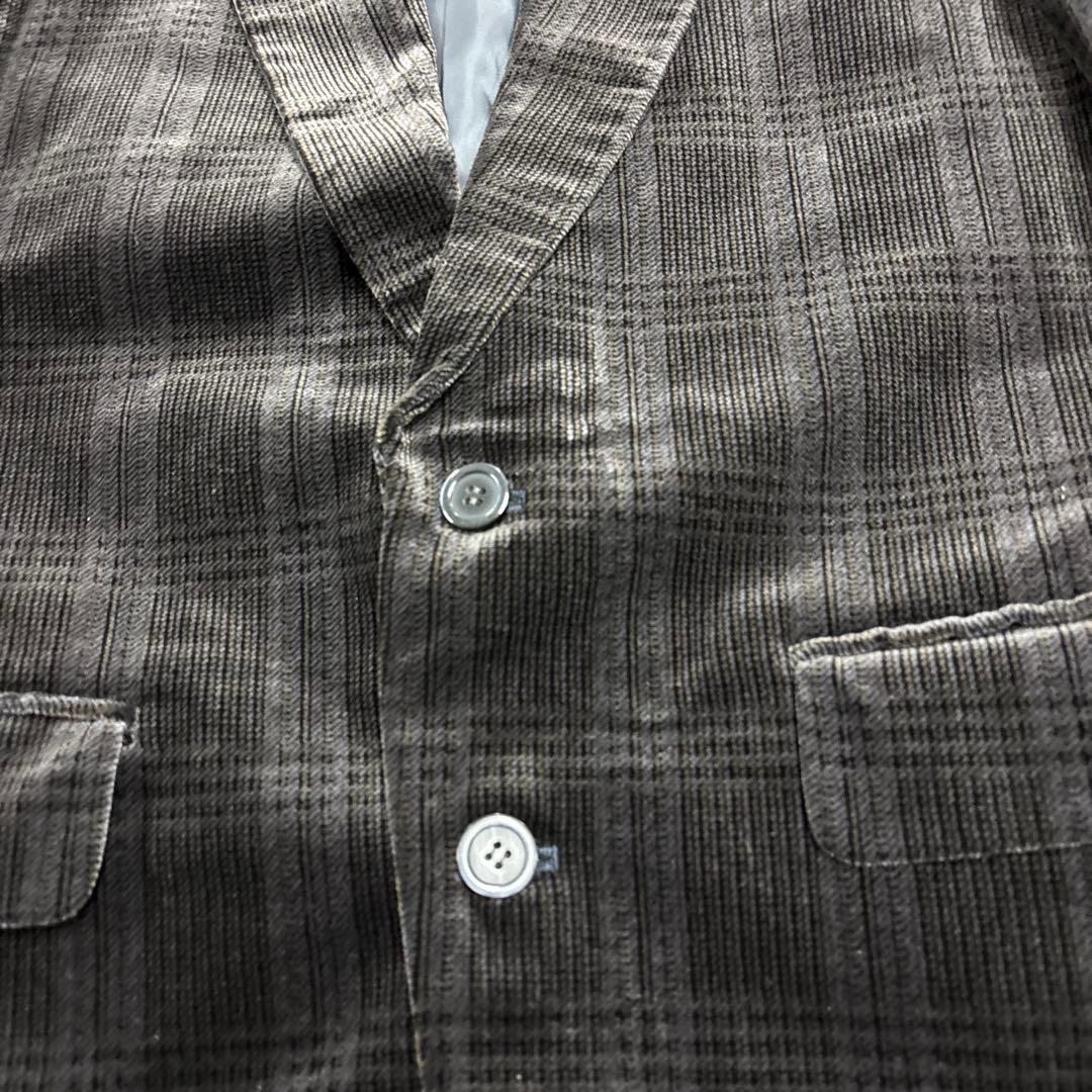 7AS10 Check pattern tailored jacket glossy dark gray vintage clothing
