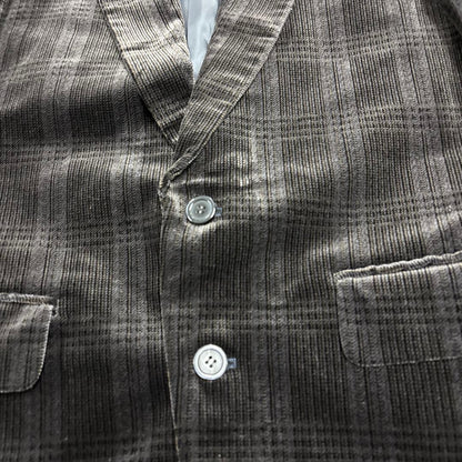 7AS10 Check pattern tailored jacket glossy dark gray vintage clothing