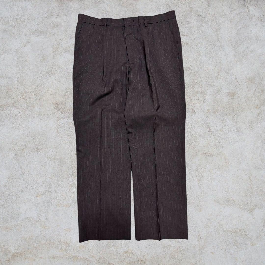 00vintage Slacks Casual Mode Stripe Cupro Gray