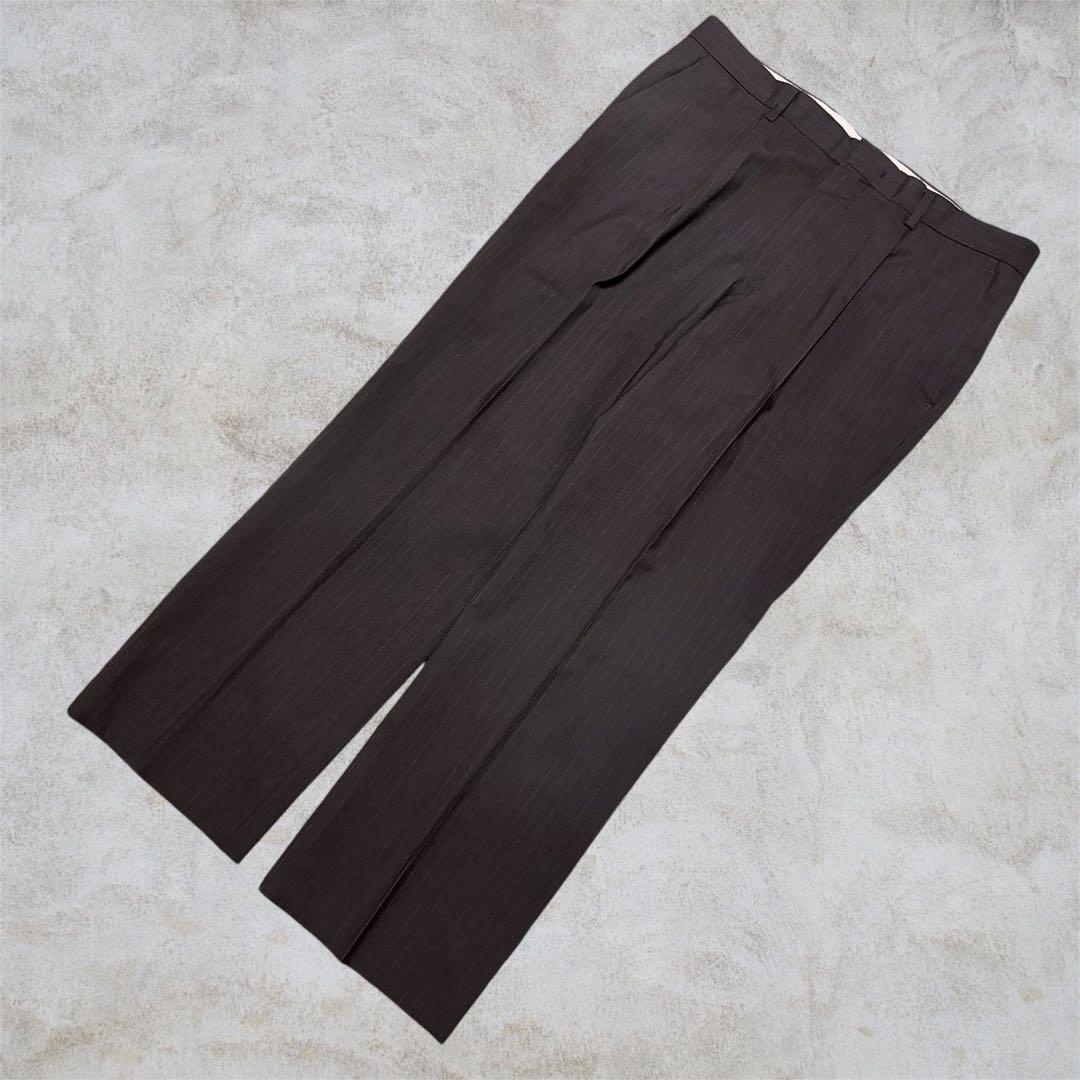 00vintage Slacks Casual Mode Stripe Cupro Gray