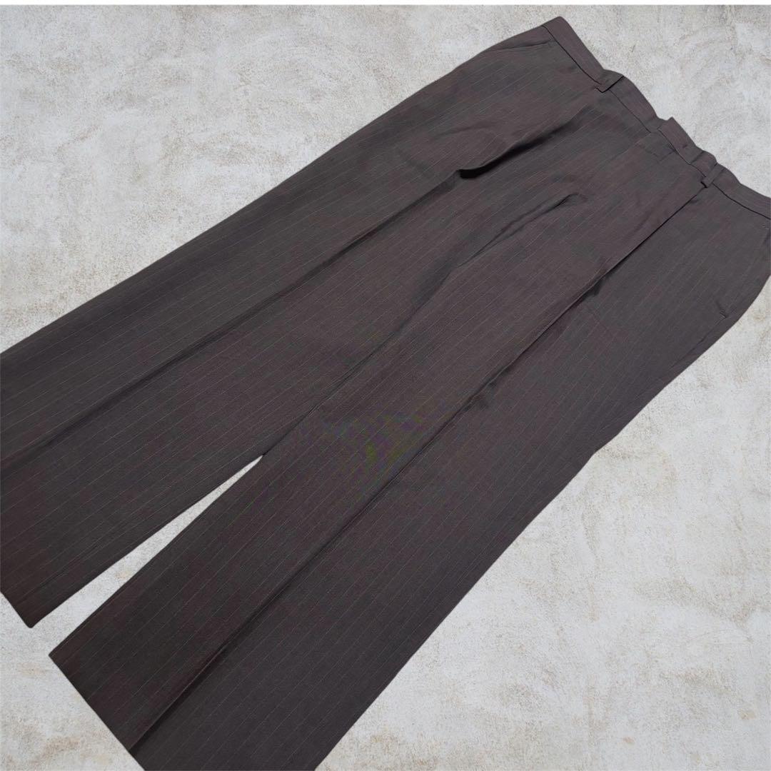 00vintage Slacks Casual Mode Stripe Cupro Gray