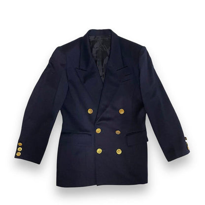 Vintage｜90’s Wool Navy Blue Setup Double Suit Gold Buttons